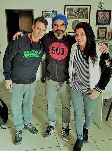 DJ Facu Carri y Celeste Borigen con Pedro Soler en los estudios de Radio Dinamo 100.9 Puro Rock